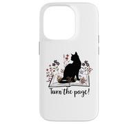 Carcasa para iPhone 14 Pro Turn The Page Books & Cats Black Cat Women Floral Book Lover