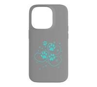 Carcasa para iPhone 14 Pro Turquesa Huellas Huellas Acuarela Mascota Gatos Perro diseño