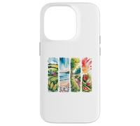 Carcasa para iPhone 14 Pro Verano al Aire Libre Acuarela escenas Granja Playa Parque