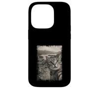 Carcasa para iPhone 14 Pro Viaje Vintage Divertido para Amantes de los Gatos en Lake District