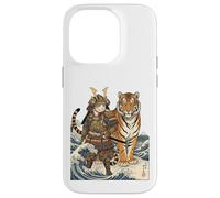 Carcasa para iPhone 14 Pro Vintage Anime Samurai Gato en Guerrero Tigre Japonés Otaku