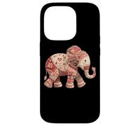 Carcasa para iPhone 14 Pro Vintage Boho Patchwork Elefante Floral Patrón