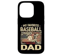 Carcasa para iPhone 14 Pro Vintage My Favorite Baseball Player Calls Me Dad Bandera de EE. UU