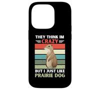 Carcasa para iPhone 14 Pro Vintage Piensan Que Estoy Loco Pero me Gusta el Perro de la Pradera