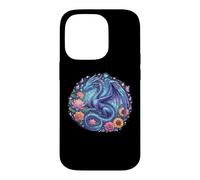 Carcasa para iPhone 14 Pro Watercolor Dragon Flowers Beautiful Art Colorful Graphic