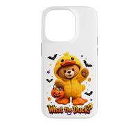 Carcasa para iPhone 14 Pro What The Duck Halloween Teddy Bear Wearing Yeallow Duck