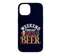 Carcasa para iPhone 14 Pronóstico de Fin de Semana Ajedrez con una Oportunidad de Cerveza Jugador Divertido