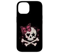 Carcasa para iPhone 14 Punk Skull Butterfly Y2K Goth Girl Diseño estético gótico