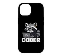Carcasa para iPhone 14 Raccoon Coder Lindo Gráfico Animal Programación