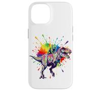 Carcasa para iPhone 14 Rainbow T Rex French Bulldog Dinosaur