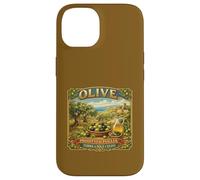 Carcasa para iPhone 14 Recuerdo Vintage del mar mediterráneo con Etiqueta de Caja de Olivo Puglia