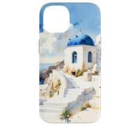 Carcasa para iPhone 14 Recuerdos de la Isla Griega Impresionante Arte de Acuarela de Santorini