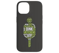 Carcasa para iPhone 14 Reproductor de Bebidas Pickleball Life Paddle Word Cloud