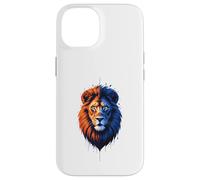 Carcasa para iPhone 14 Retrato de león con Colores divididos
