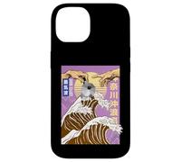 Carcasa para iPhone 14 Retro Otaku Vaporwave Kanji Michelangelo Japón Wave café