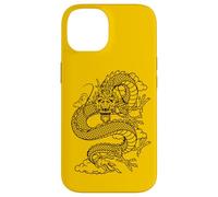 Carcasa para iPhone 14 Retro Vintage Zodiac Lunar New Year Black Chinese Dragon