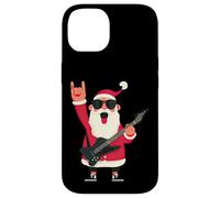 Carcasa para iPhone 14 Rockstar Santa Negro Guitarra Eléctrica Gafas De Sol Cool Pose