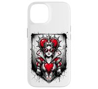 Carcasa para iPhone 14 Rojo Reina de Corazones Corona Rebelde Gafas de Sol Poker Card Mujeres