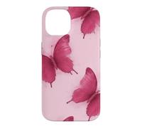 Carcasa para iPhone 14 Rojo Rosa Acuarela Mariposas Mariposas Patrón Girly Y2K