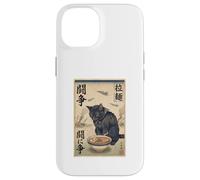 Carcasa para iPhone 14 Samurai Gato Negro Comiendo Ramen Escena de Guerra Arte Edo Hombres Mujeres