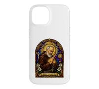 Carcasa para iPhone 14 San Padre Pío Católico Devocional Gótico Mosaico Icono Arte