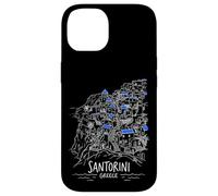 Carcasa para iPhone 14 Santorini Grecia Arte Lineal Isla Griega Village Viajes