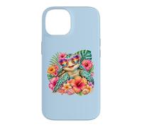 Carcasa para iPhone 14 Sea Turtle Hawaiian Flowers Vacation Beach Summer