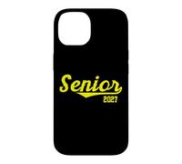Carcasa para iPhone 14 Senior 2027 for '27 Grads (Tipografía de guión Amarillo)