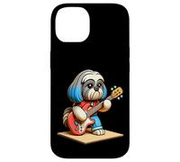 Carcasa para iPhone 14 Shih Tzu Tocando Guitarra eléctrica Lindo Perro de música