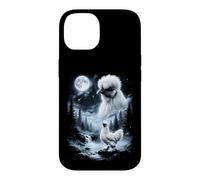 Carcasa para iPhone 14 Silkie Chicken Aullando en Moon 90's Retro