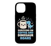 Carcasa para iPhone 14 Sobreviviendo en café y Dinosaurio ruge Entusiasta de los Dinosaurios