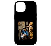 Carcasa para iPhone 14 Soldador Bandera Americana Soldadura Fe Cruz Cristiana Religiosa