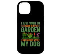 Carcasa para iPhone 14 Solo Quiero Trabajar en mi jardín y Pasar el rato con mi Perro