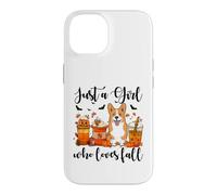 Carcasa para iPhone 14 Solo una Chica Que ama el otoño, Corgi Dog Pumpkin Cozy Autumn