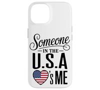 Carcasa para iPhone 14 Someone In The U S A Loves Me Heart Flag