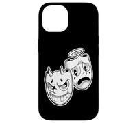 Carcasa para iPhone 14 Sonríe Ahora Llorar Más Tarde Ángel Diablo Feliz Triste Vintage Cartoon