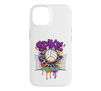 Carcasa para iPhone 14 Spike Break The Net Voleibol Jugador Graffiti Art