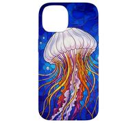 Carcasa para iPhone 14 Stained Glass Jellyfish Mosaic Art Ocean Creature