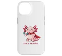 Carcasa para iPhone 14 Still Trying | Cute Superhero Axolotl Gym Motivación