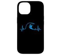 Carcasa para iPhone 14 Surfer Heartbeat Surfing Heart Pulse Tabla de Surf Big Wave Fun