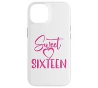 Carcasa para iPhone 14 Sweet Sixteen para niñas, Color Rosa, 16 años, 16 cumpleaños