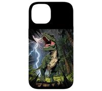 Carcasa para iPhone 14 T-Rex Dinosaurio Roaring Forest Night Graphic Anime japonés