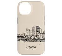 Carcasa para iPhone 14 Tacoma Washington Vintage Horizonte Dibujo