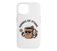 Carcasa para iPhone 14 Taza de café gruñón sarcástica antivibraciones matutinas Arte de Dibujos Animados