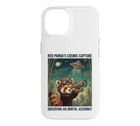 Carcasa para iPhone 14 Telescopio cósmico de astrónomo Panda Rojo Divertido Amante del Espacio