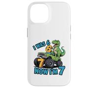 Carcasa para iPhone 14 Tenía Seis años, Ahora Tengo Siete años, Dinosaurio 67 Meme, séptimo cumpleaños, niños