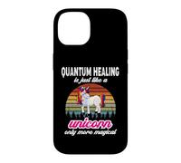 Carcasa para iPhone 14 Terapeuta de curación cuántica, diseño Vintage de Unicornio, Puesta de Sol