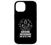 Carcasa para iPhone 14 Tired Sip Mom Surviving Motherhood