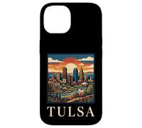Carcasa para iPhone 14 Tulsa Oklahoma Retro Vintage Horizonte Río Art Deco Monumento