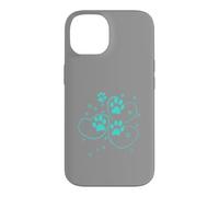 Carcasa para iPhone 14 Turquesa Huellas Huellas Acuarela Mascota Gatos Perro diseño